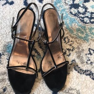 JCrew Perfectly Black Suede Wedge Sandals by JCrew